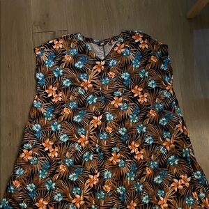 Lands' End Tropical Floral V-Neck High/ Low Dress